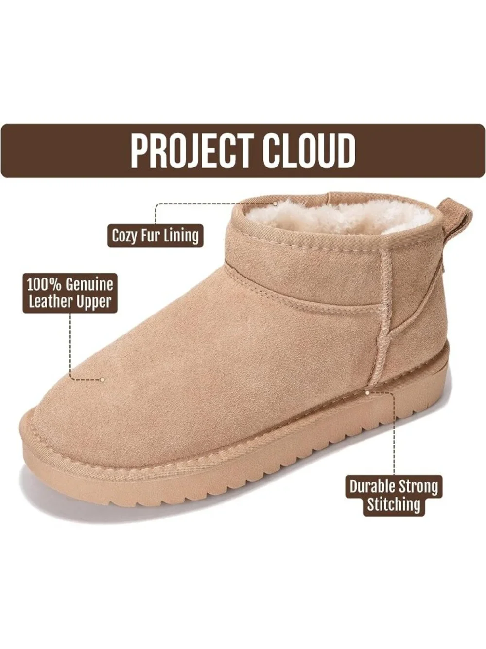 Womens Sand Suede Cloud Water Resistant Genuine Leather Comfortable Ankle Boots